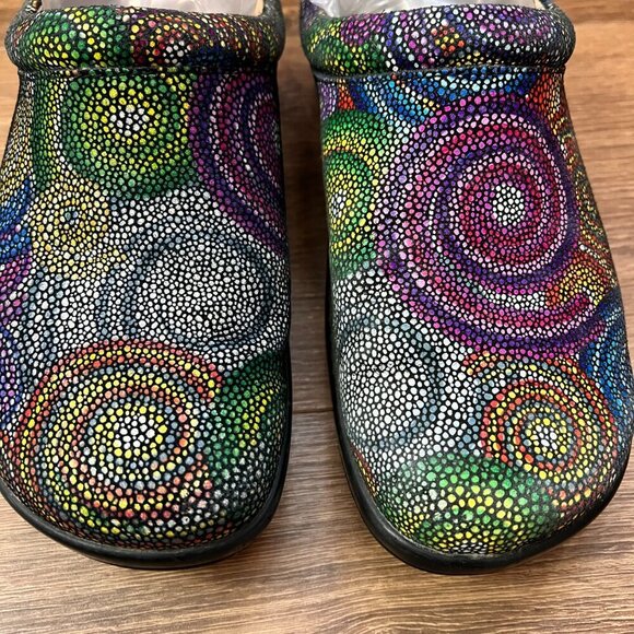 Alegria Kayla Kay 387 Rainbow Multi Color Mosaic Slip On Clogs Mules Sz 36 - Picture 2 of 11